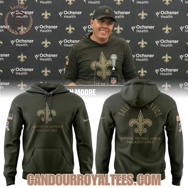 New Orleans Saints Coach Kellen Moore Salute to Service 2025 Hoodie