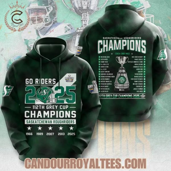 Saskatchewan Roughriders 112th Grey Cup 2025 Champions Hoodie