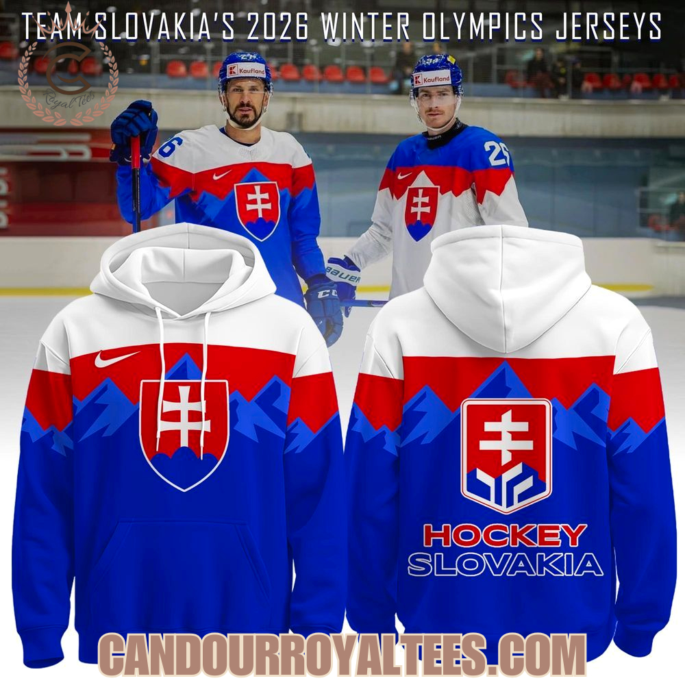 Slovakia Hockey 2026 Winter Olympics Hoodie Blue Slovakia Hockey 2026 Winter Olympics Hoodie Blue
