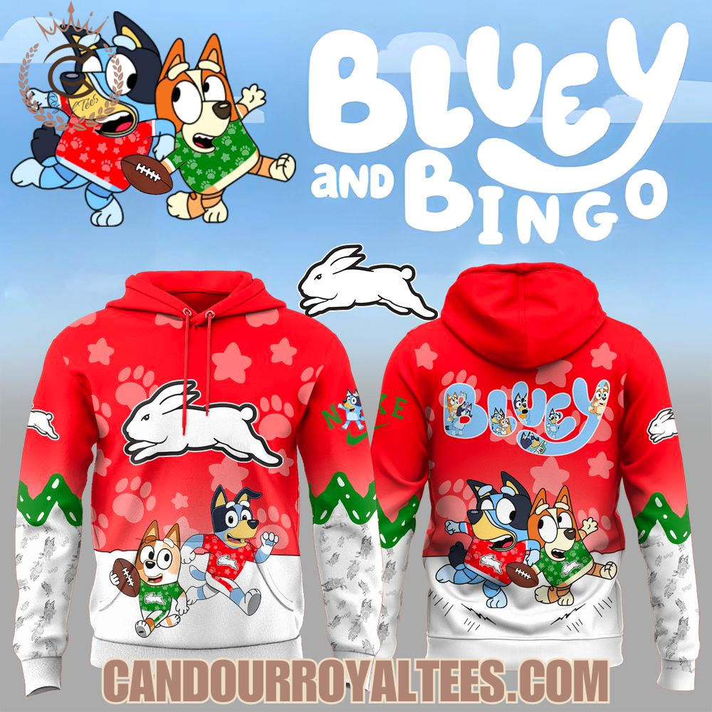 South Sydney Rabbitohs x Bluey & Bingo Hoodie South Sydney Rabbitohs x Bluey & Bingo Hoodie