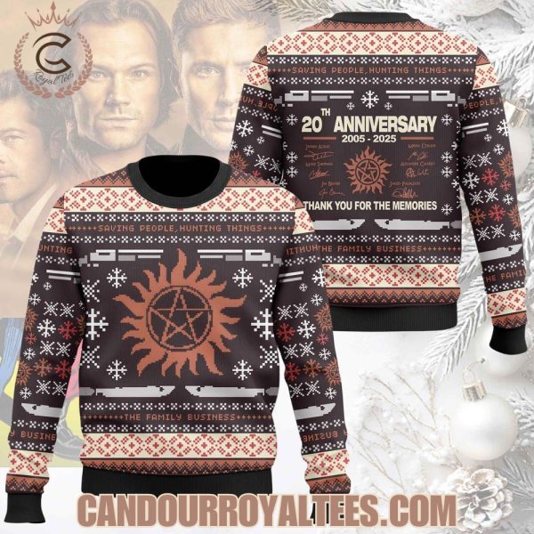 Supernatural 20th Anniversary 2005 -2025 Thank You For The Memories Sweater