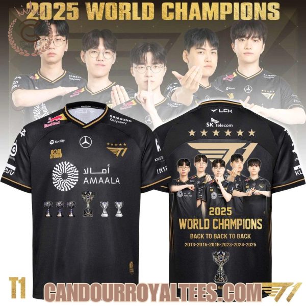 T1 2025 World Champions Back To Back To Back Football Jersey