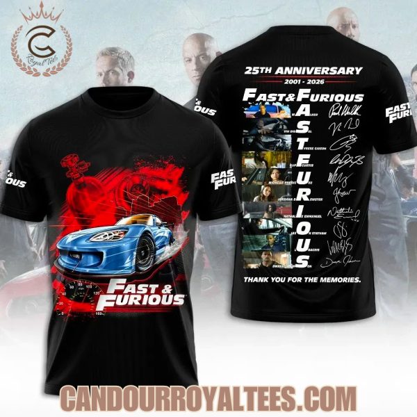25th Anniversary 2001 – 2026 Fast & Furious Thank You For The Memories Tshirt, Hoodie