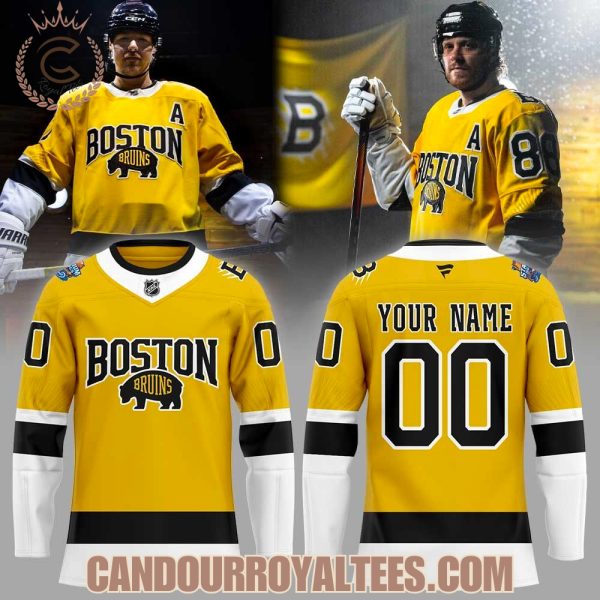 Boston Bruins bold gold Stadium Series Uniform Hockey Jersey