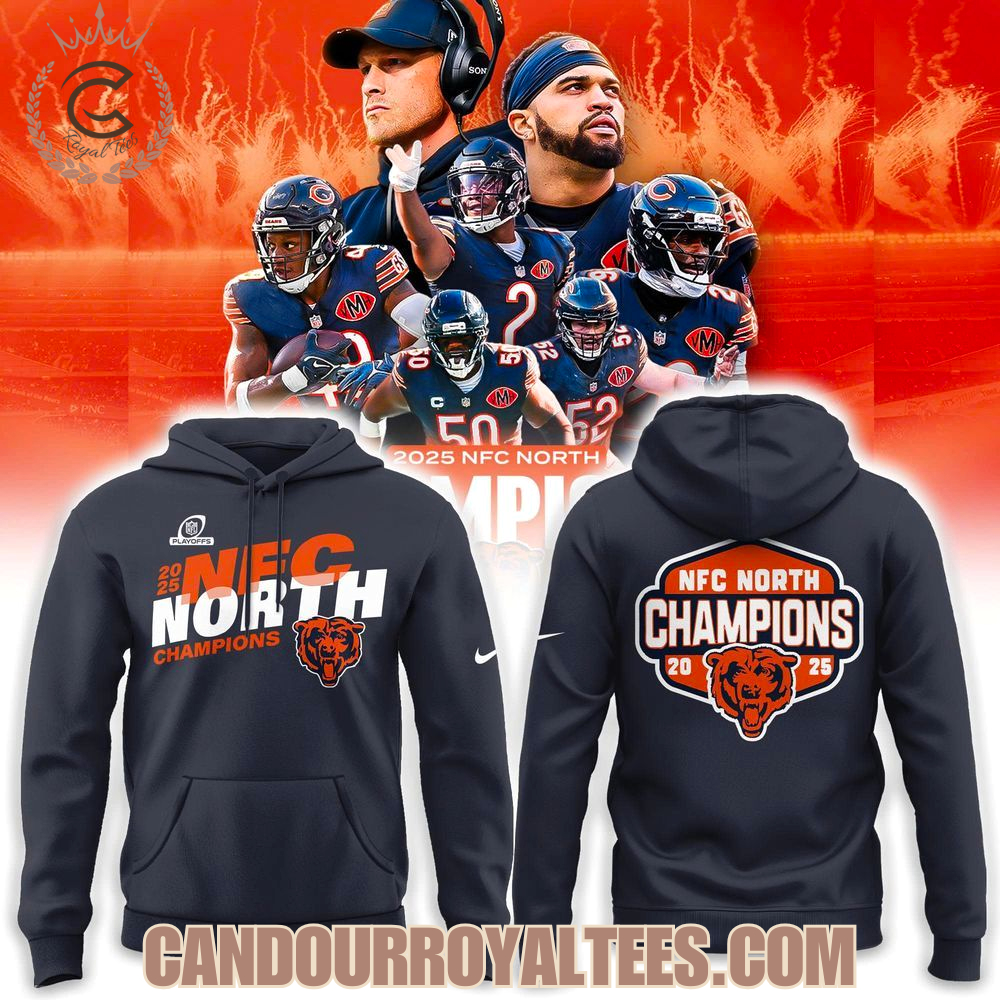Chicago Bears 2025 NFC North Division Champions Conquer Hoodie Chicago Bears 2025 NFC North Division Champions Conquer Hoodie