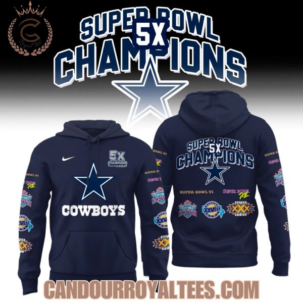 Dallas Cowboys 5x Super Bowl Champions Patch Throwback Hoodie