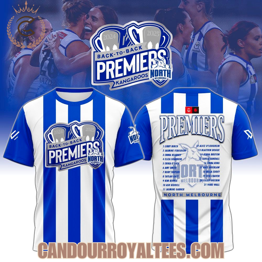 Kangaroos 2025 AFLW Premiers Tshirt Kangaroos 2025 AFLW Premiers Tshirt