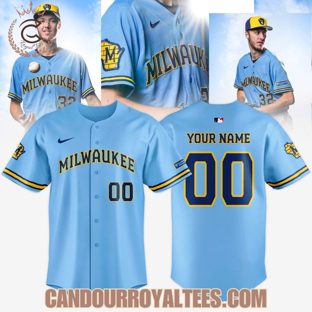 Milwaukee Brewers 2026 Powder Blue Custom Road Jersey Milwaukee Brewers 2026 Powder Blue Custom Road Jersey