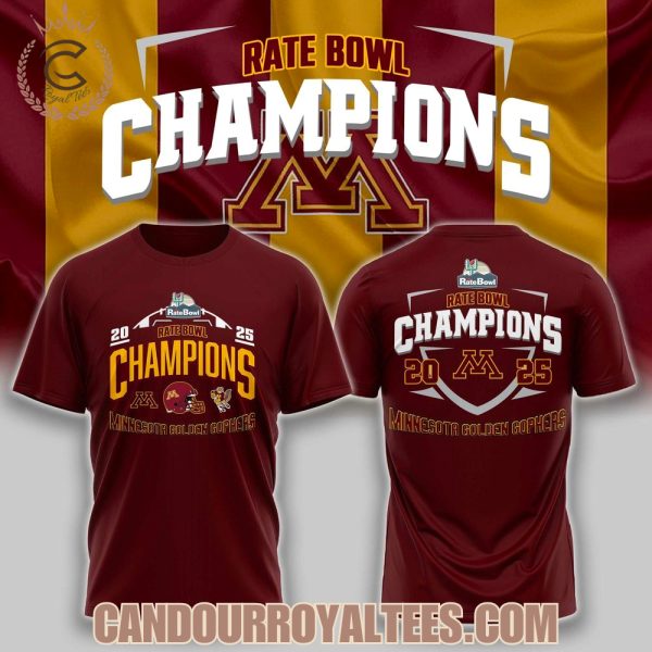 Minnesota Golden Gophers 2025 Rate Bowl Champions Tshirt, Hoodie