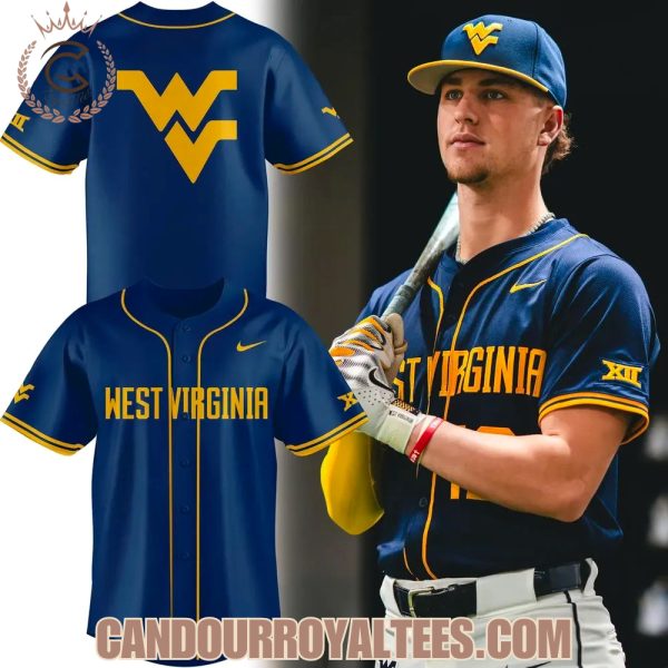 Navy West Virginia Mountaineers College Baseball Jersey