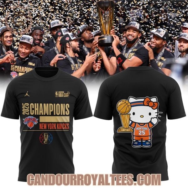 New York Knicks Kitty ifts the trophy NBA Cup 2025 Champions Tshirt, Hoodie