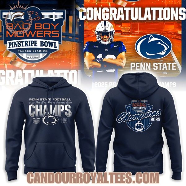 Penn State 2025 Pinstripe Bowl Champions Hoodie