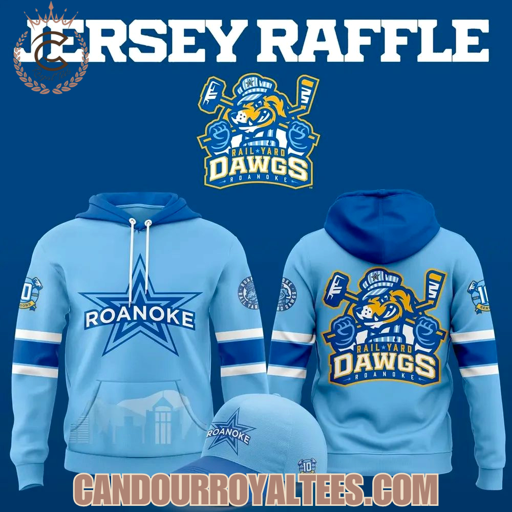 Roanoke Rail Yard Dawgs 2025 Light Blue Hoodie Roanoke Rail Yard Dawgs 2025 Light Blue Hoodie