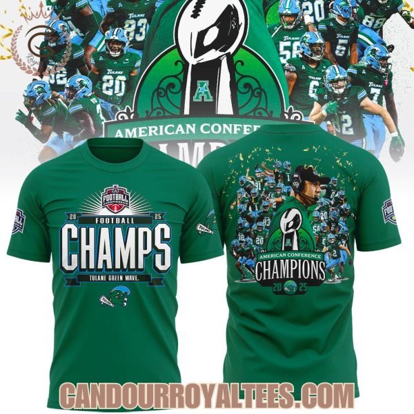 Tulane Green Wave 2025 American Conference Champions Tshirt, Hoodie