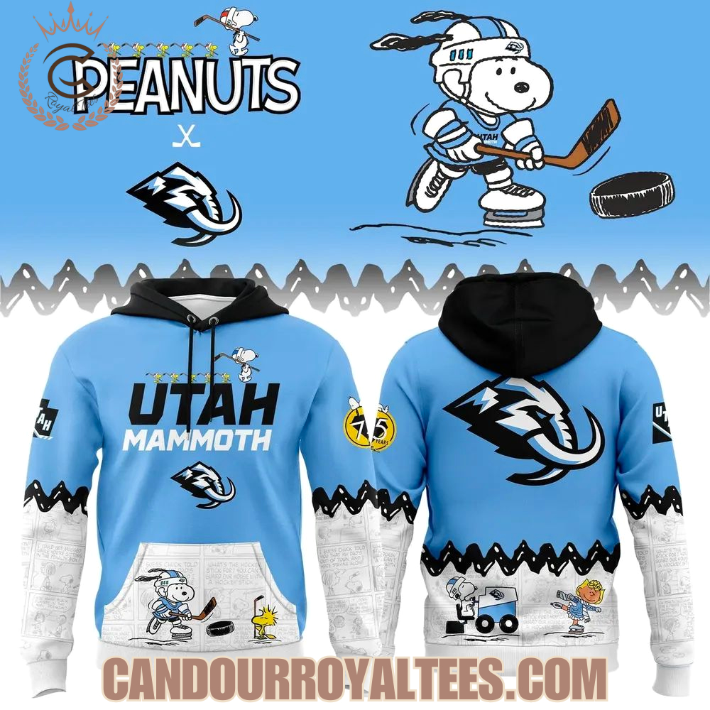 Utah Mammoth '' Peanuts Night '' Snoopy Hoodie Utah Mammoth '' Peanuts Night '' Snoopy Hoodie