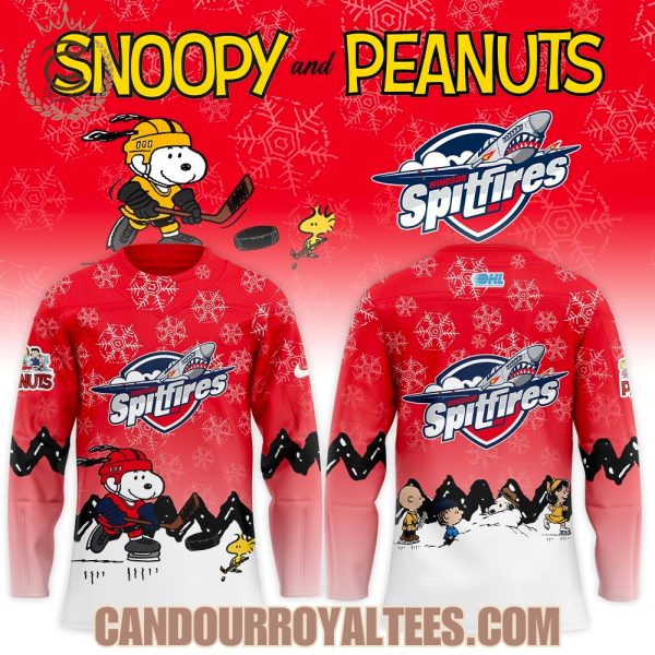 Windsor Spitfires Snoopy and Peanuts Hockey Jersey