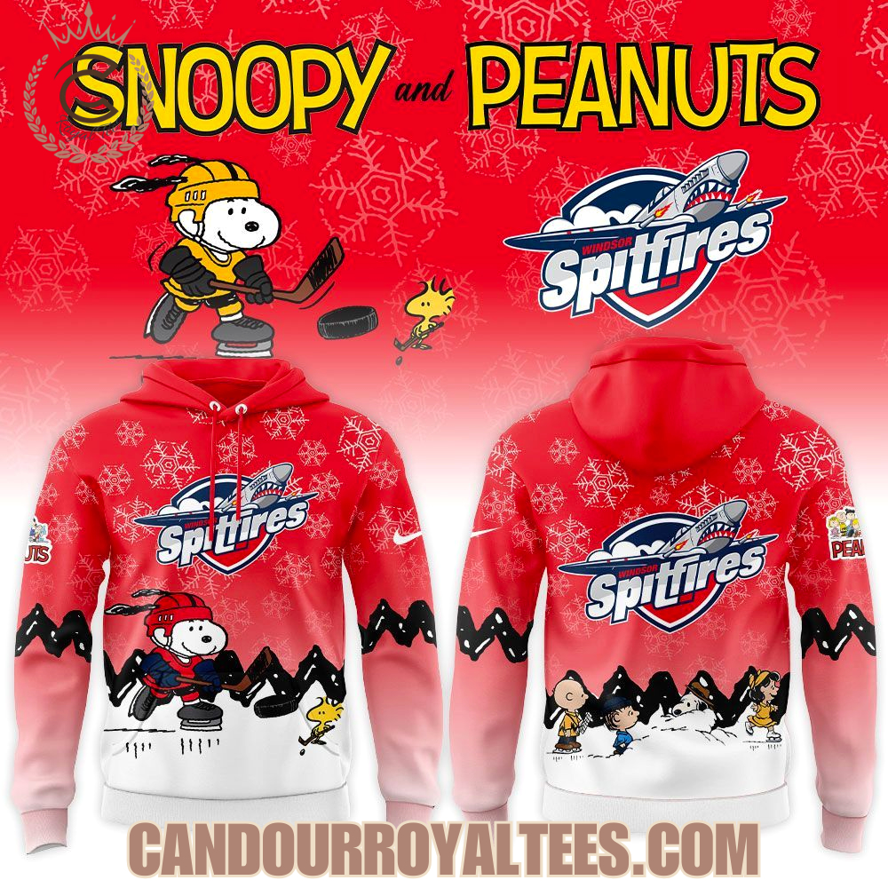Windsor Spitfires Snoopy and Peanuts Hoodie Windsor Spitfires Snoopy and Peanuts Hoodie