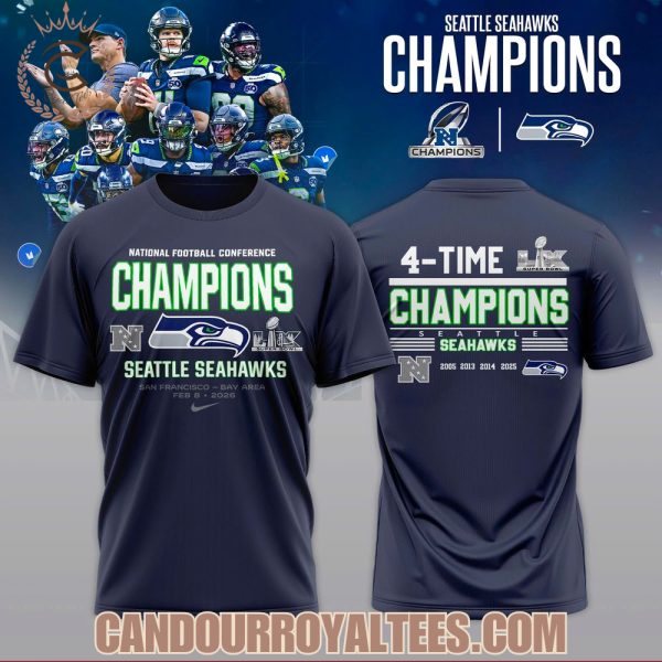4-Time NFC Champions Seattle Seahawks Tshirt, Hoodie