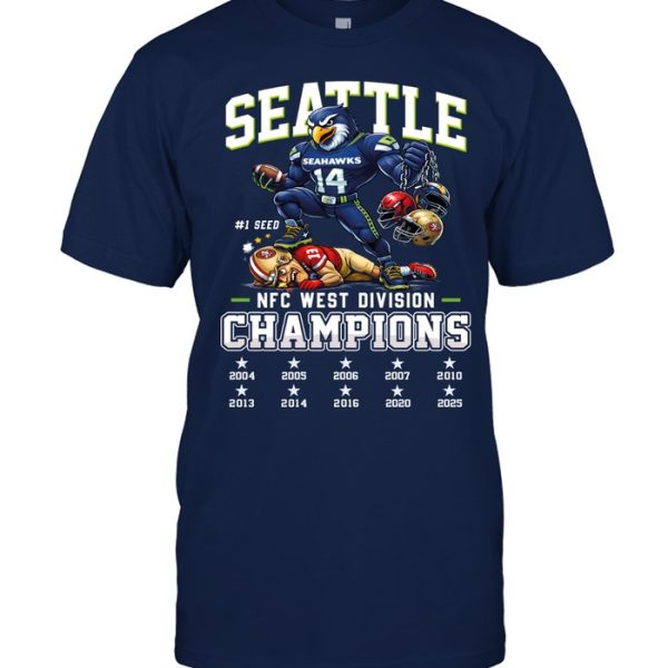 Seattle Seahawks NFC West Đivíion Champions 2025 T-Shirt