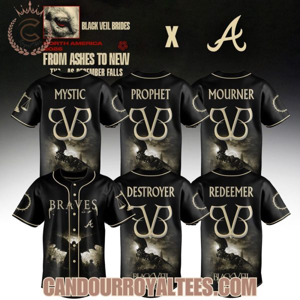 Atlanta Braves x Black Veil Brides From Ashes To New Tour 2026 Baseball Jersey