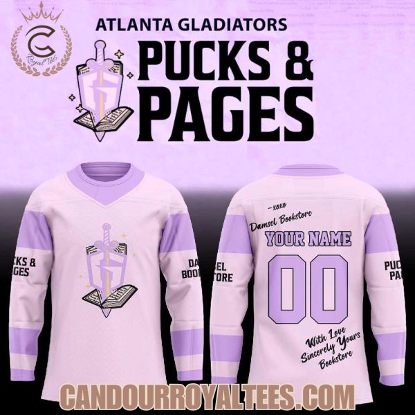 Atlanta Gladiators Pucks and Pages Night Hockey Jersey
