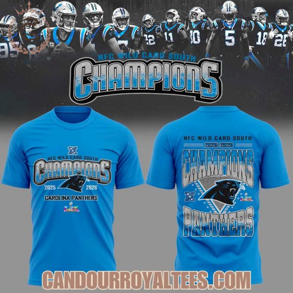 Carolina Panthers NFC Wild Card South Champions 2025-2026 Blue Shirt, Hoodie