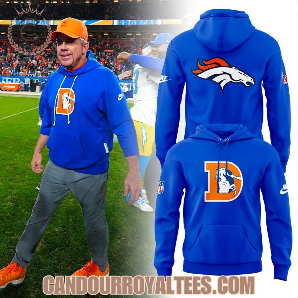 Denver Broncos Coach Sean Payton Throwback Blue Hoodie