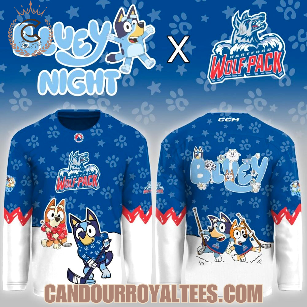 Hartford Wolf Pack Bluey Night Game Hockey Jersey Hartford Wolf Pack Bluey Night Game Hockey Jersey