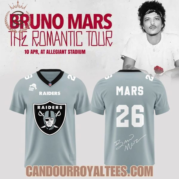 Las Vegas Raiders X BRUNO MARS: The Romantic Tour 2026 Exclusive Football Jersey