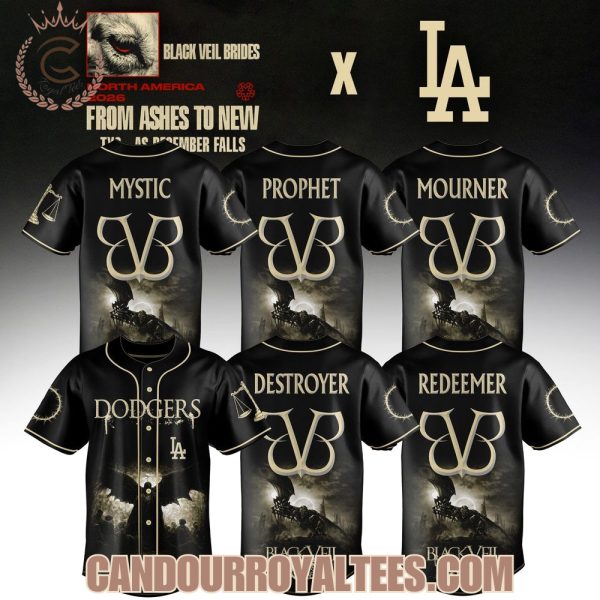 Los Angeles Dodgers x Black Veil Brides From Ashes To New Tour 2026 Baseball Jersey