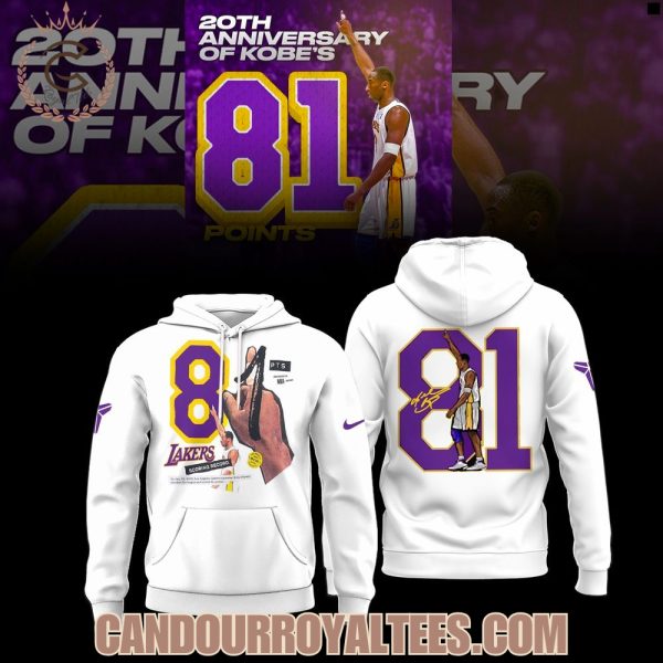 Los Angeles Lakers 20th Anniversary Of Kobe Bryant 81 Points Hoodie