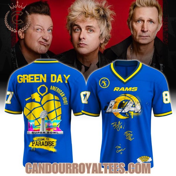 Los Angeles Rams x Green Day Welcome to Paradise 2026 Super Bowl Football Jersey