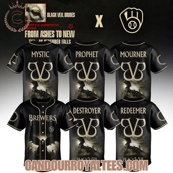 Milwaukee Brewers x Black Veil Brides From Ashes To New Tour 2026 Baseball Jersey