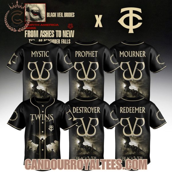 Minnesota Twins x Black Veil Brides From Ashes To New Tour 2026 Baseball Jersey
