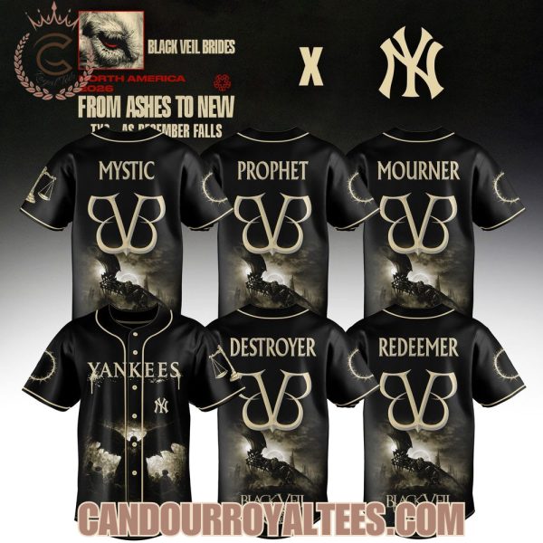 New York Yankees x Black Veil Brides From Ashes To New Tour 2026 Baseball Jersey