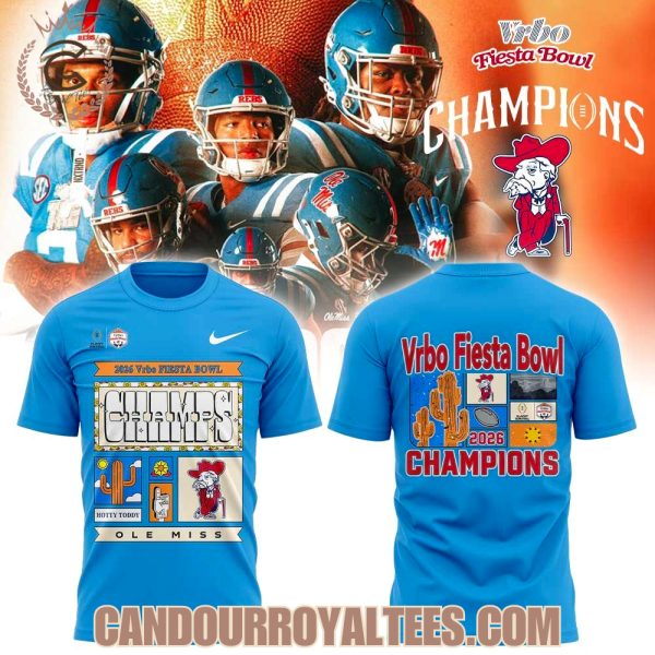 Ole Miss Vrbo Fiesta Bowl Champion 2026 Blue Shirt
