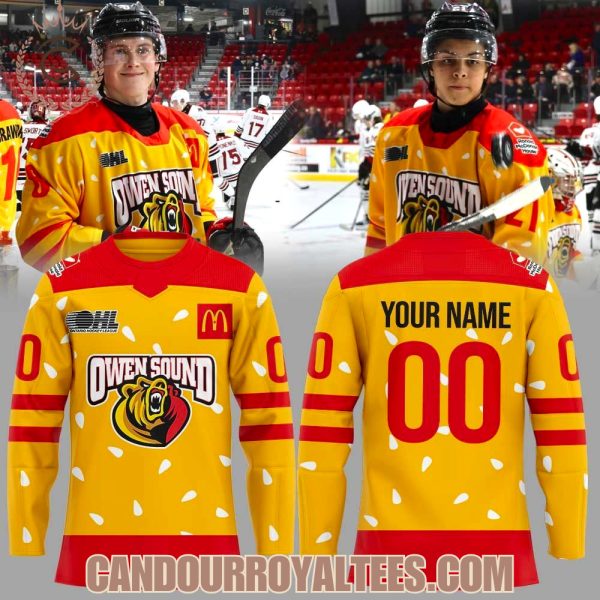 Owen Sound Attack Warmin up in Ronald Mcdonald House Hockey Jersey
