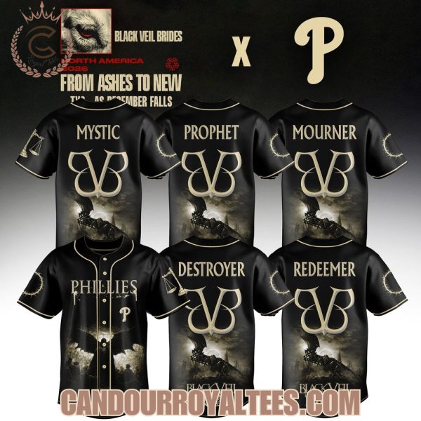 Philadelphia Phillies x Black Veil Brides From Ashes To New Tour 2026 Baseball Jersey