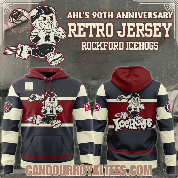 Rockford IceHogs Unveil Retro to Celebrate AHL’s 90th Season Hoodie