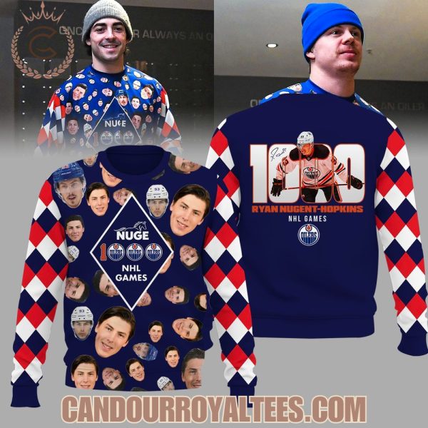 Ryan Nugent-Hopkins Edmonton Oilers 1,000 NHL games Sweatshirt