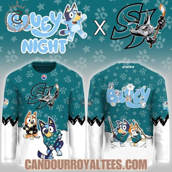 San Jose Barracuda Bluey Night Game Hockey Jersey