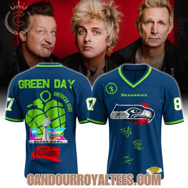 Seattle Seahawks x Green Day Welcome to Paradise 2026 Super Bowl Football Jersey