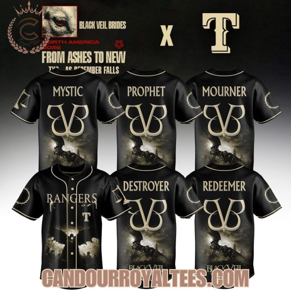 Texas Rangers x Black Veil Brides From Ashes To New Tour 2026 Baseball Jersey
