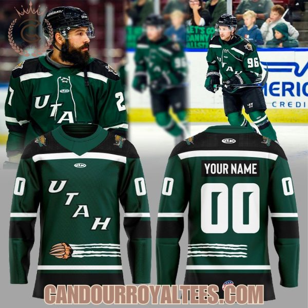 Utah Grizzlies Green Wordmark Hockey Jersey