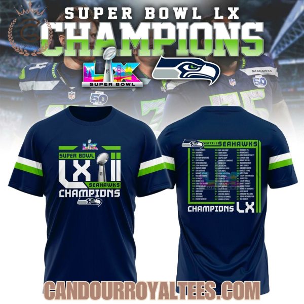 Seahawks Super Bowl LX Champions Roster Tee