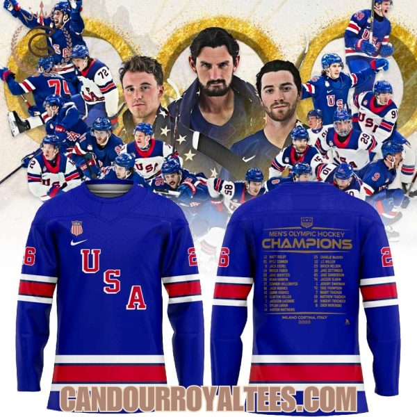U.S. 2026 Olympic Milano Cortina Men’s Team Championship Hockey Jersey Blue