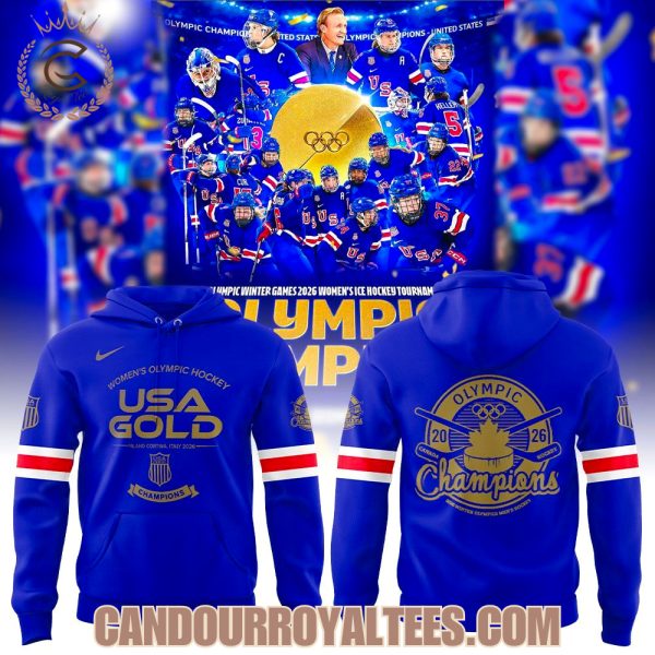 USA Women Hockey Gold Medal Milano Cortina 2026 Blue Hoodie
