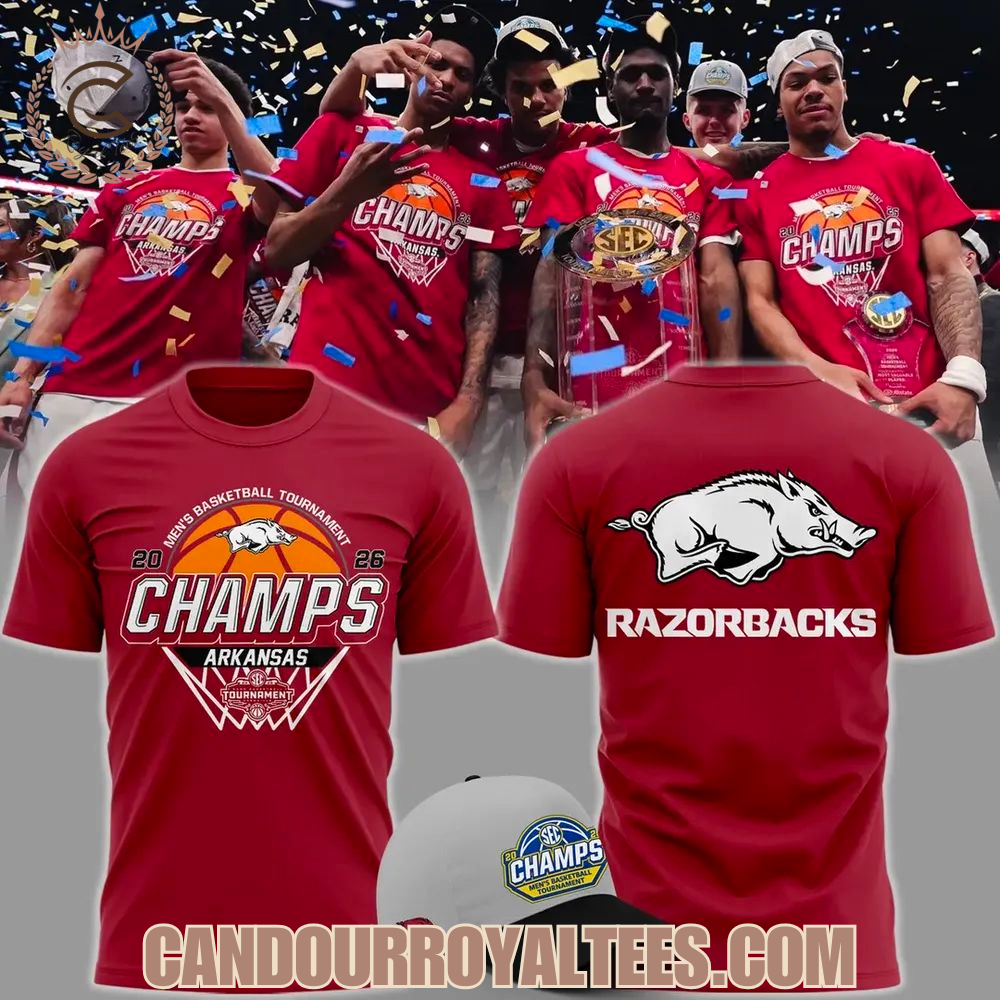 Arkansas Razorbacks Men's Basketball 2026 SEC Tournament Champions T Shirt Arkansas Razorbacks Men's Basketball 2026 SEC Tournament Champions T Shirt