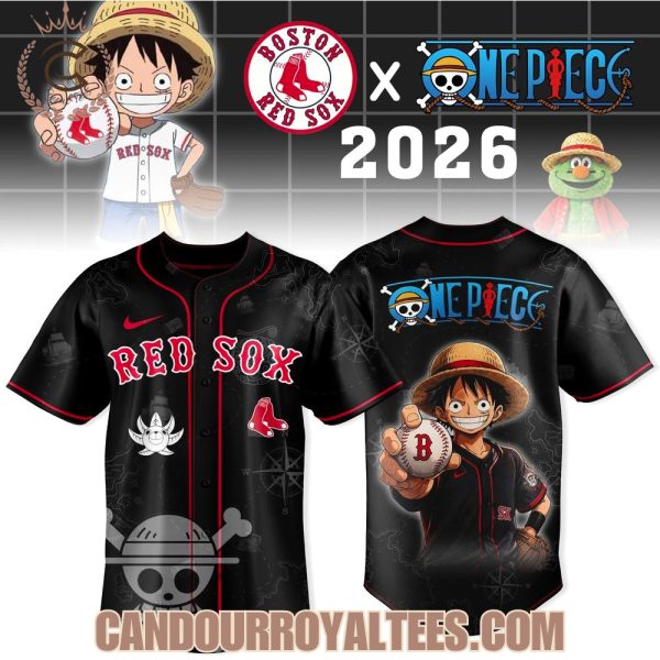 Boston Red Sox x One Piece Midnight Pirate Diamond 2026 Jersey