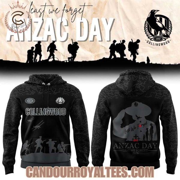 Collingwood Magpies ANZAC Day Lest We Forget Hoodie